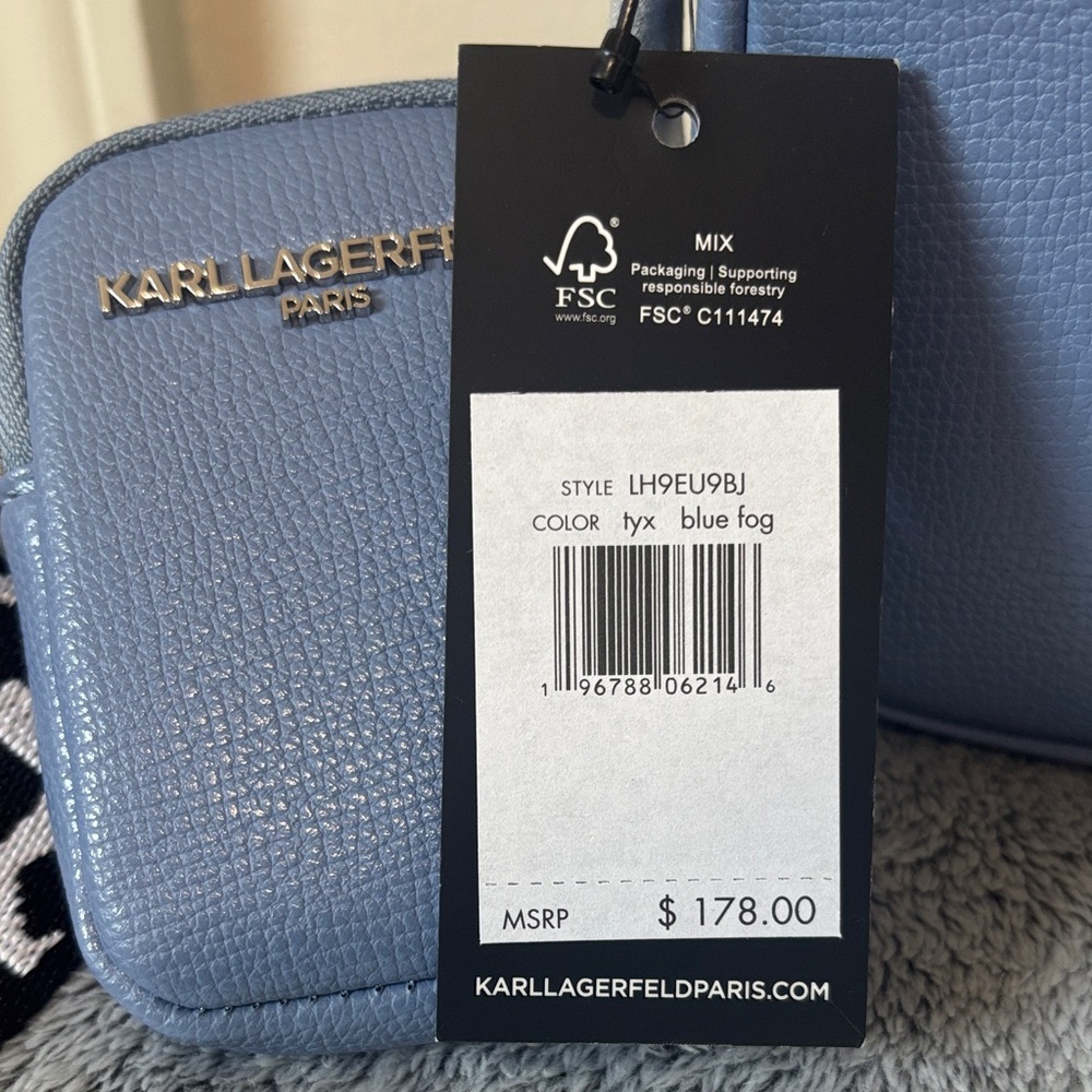 NWT Karl Lagerfeld Paris Maybelle Camera Crossbody bag - Blue Fog - Picture 2 of 16